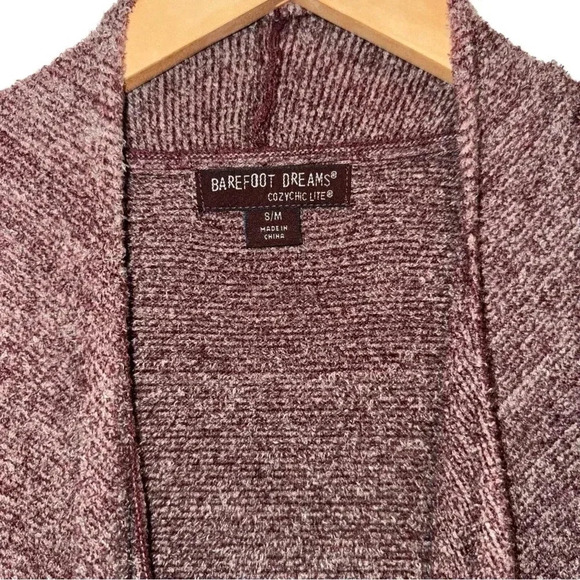 BAREFOOT DREAMS Cozychic Lite Island Wrap Open Cardigan Vintage Rosewood Small - Picture 4 of 8